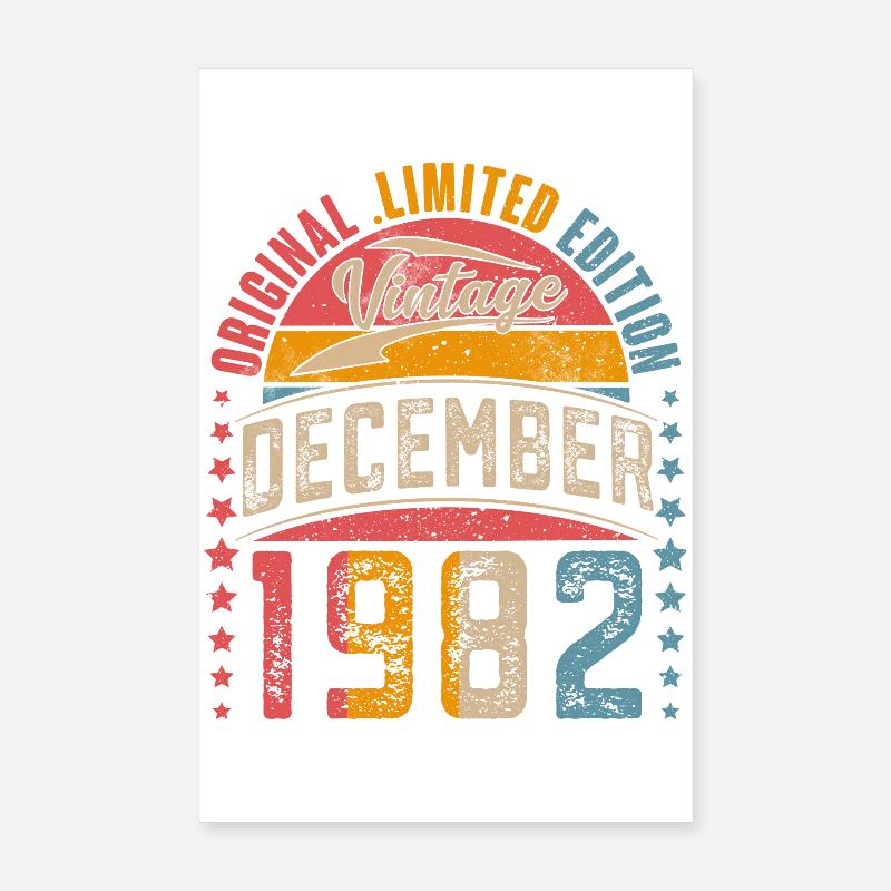 1982 Décembre Millésime 40e anniversaire Millésime Poster 20 x 30 cm