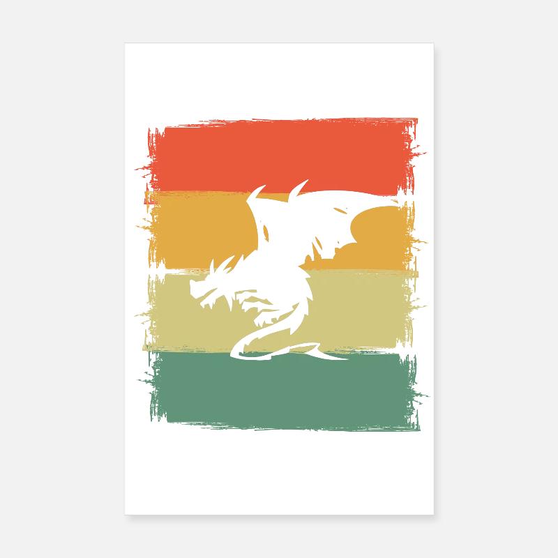 Drache Drachen - Poster 20x30 cm - Weiß