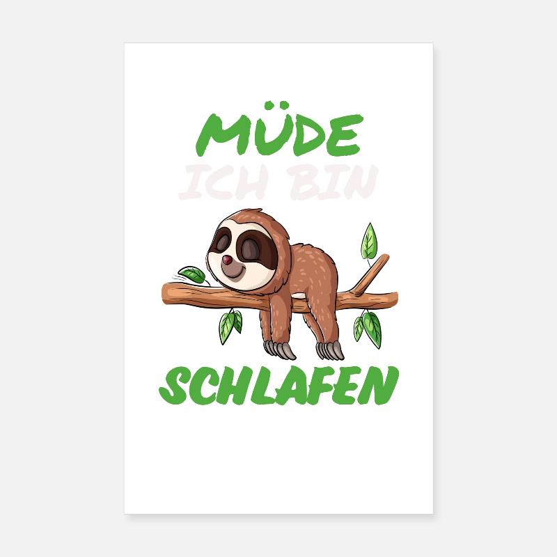 Faultier Müde - Poster 20x30 cm - Weiß