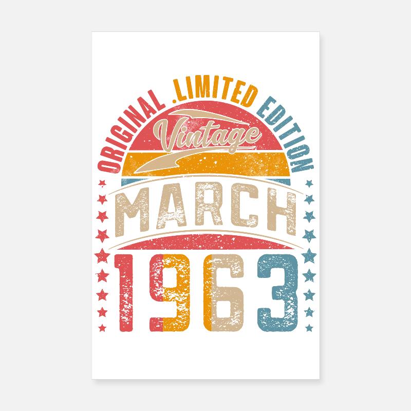 1963 Année de naissance Mars Anniversaire Poster 20 x 30 cm
