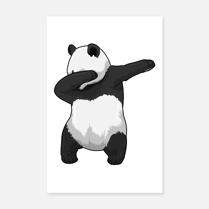 Panda au Hip Hop Dance Dab - Poster 20 x 30 cm - blanc