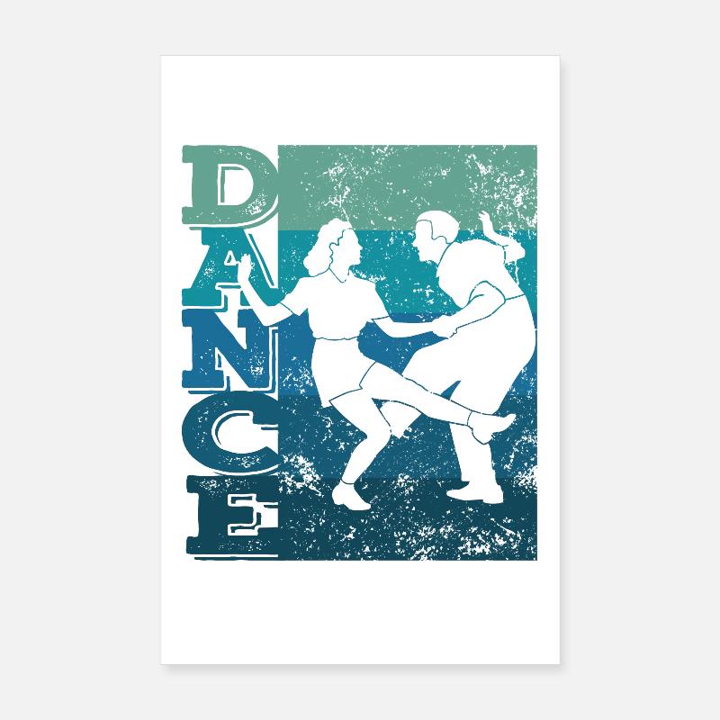 Boogie Woogie Swing Tanzen Retro Farben Vintage Poster 20x30 cm