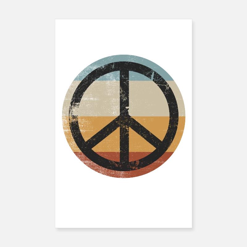 Retro Design Friedenszeichen Peace Zeichen Poster 20x30 cm