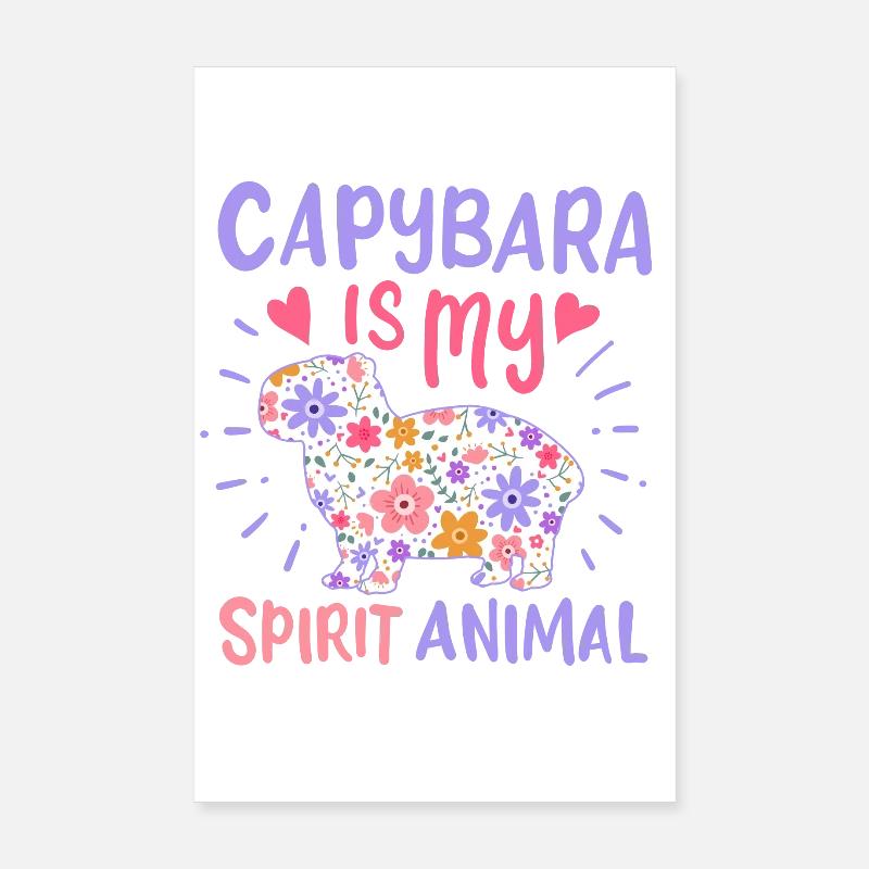 Capybara Krafttier - Poster 20x30 cm - Weiß