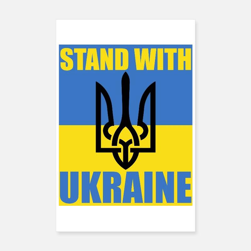 Stand With Ukraine Drapeau Trident Soutien Maillot Poster 20 x 30 cm