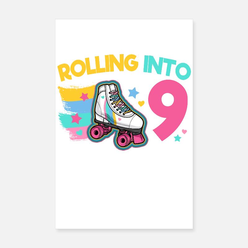 9. Geburtstag Rollschuh Poster 20x30 cm