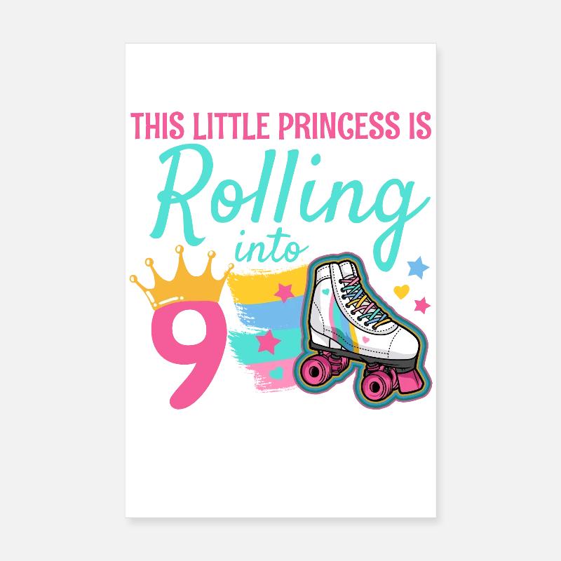 9. Geburtstag Rollschuh Poster 20x30 cm