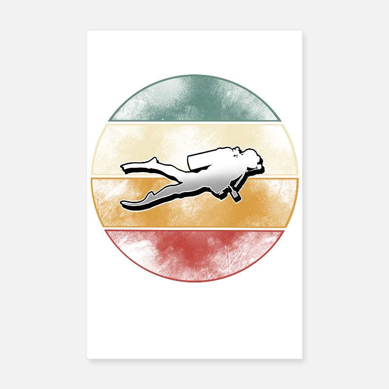 Divers Diving Poster 8" x 12" (20x30 cm)
