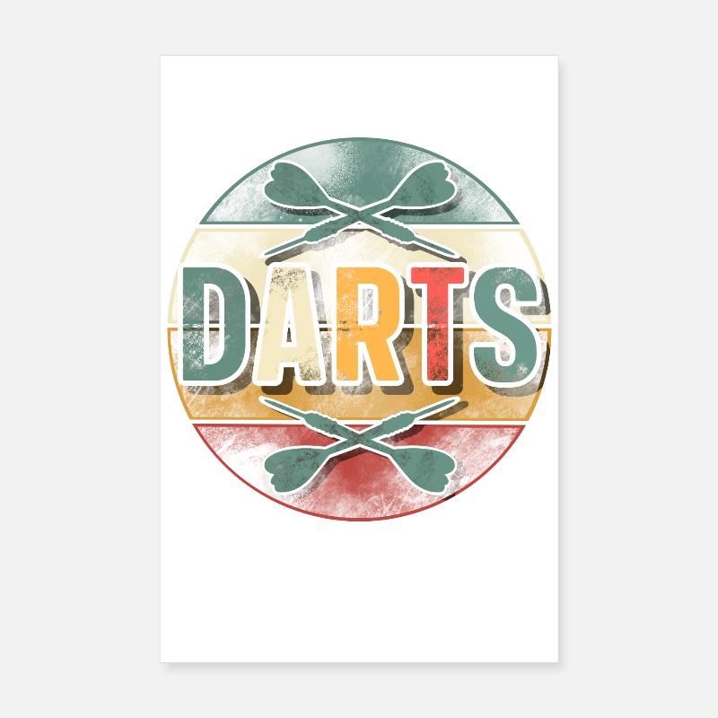 Darts Darten Dart - Poster 20x30 cm - Weiß