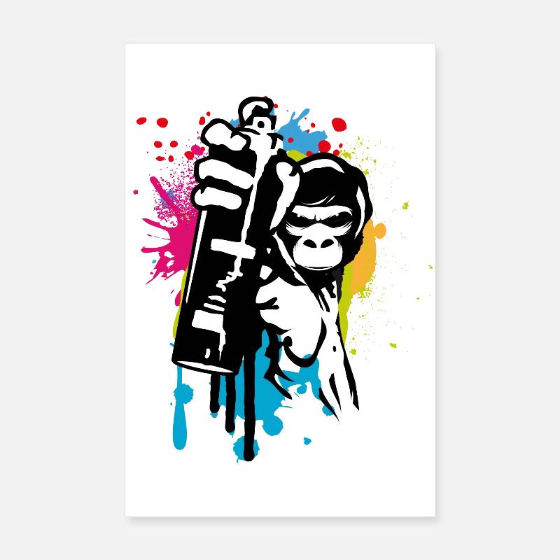 sprayer gorille d’art de rue cool dans le style graffiti Poster 20 x 30 cm