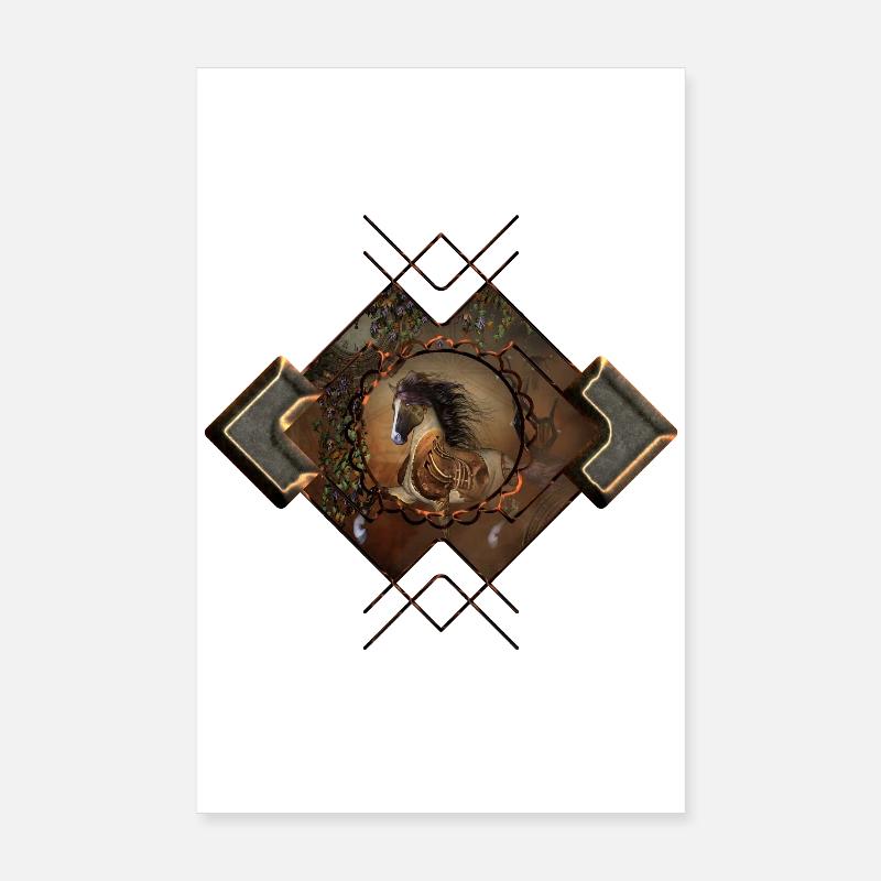 Beau cheval steampunk avec cape et engrenages Poster 20 x 30 cm