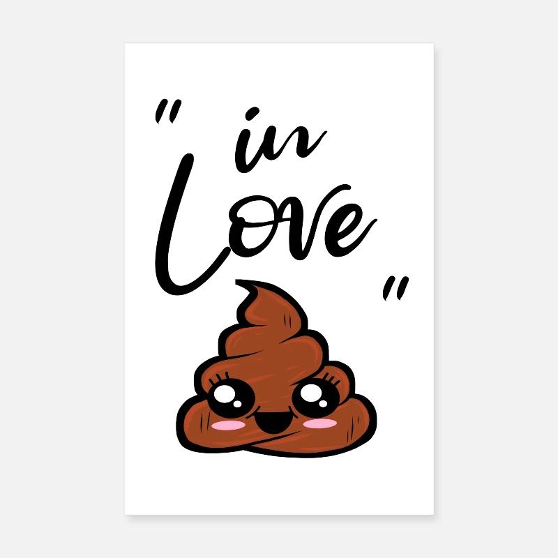 caca kawaii - Poster 20 x 30 cm - blanc