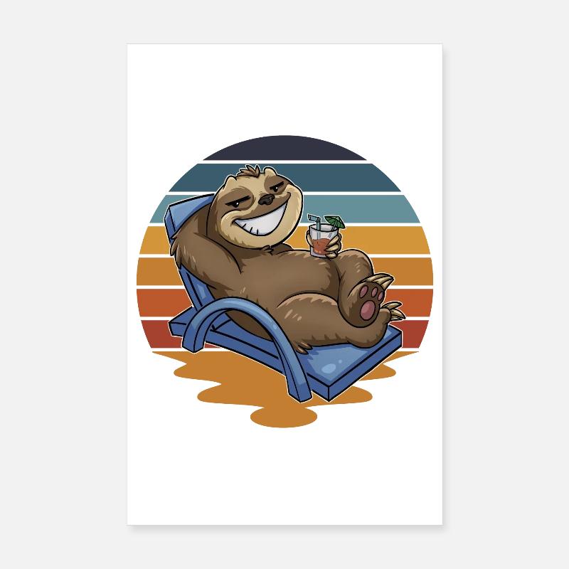 Vacances sloth Holidaymaker Poster 20 x 30 cm