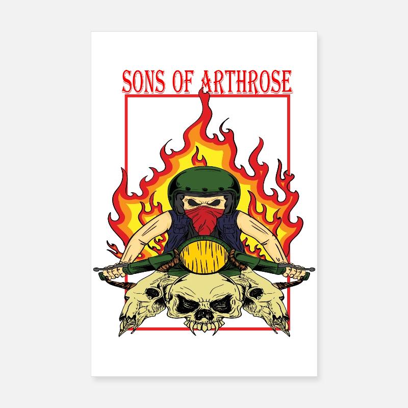 Flame Biker Skullride Poster 20 x 30 cm