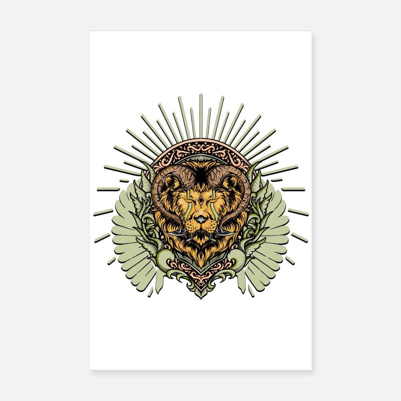 Impressionnant lion à cornes Poster 20 x 30 cm