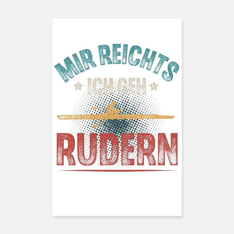 Rudern Ruderer Ruderboot - Poster 20x30 cm - Weiß