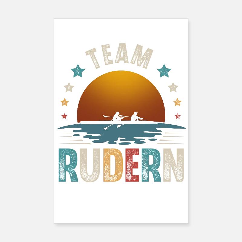 Rudern Ruderer Ruderboot Team - Poster 20x30 cm - Weiß