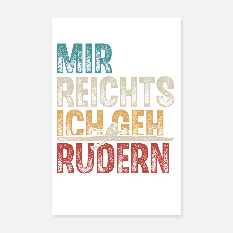 Rudern Ruderer Ruderboot - Poster 20x30 cm - Weiß