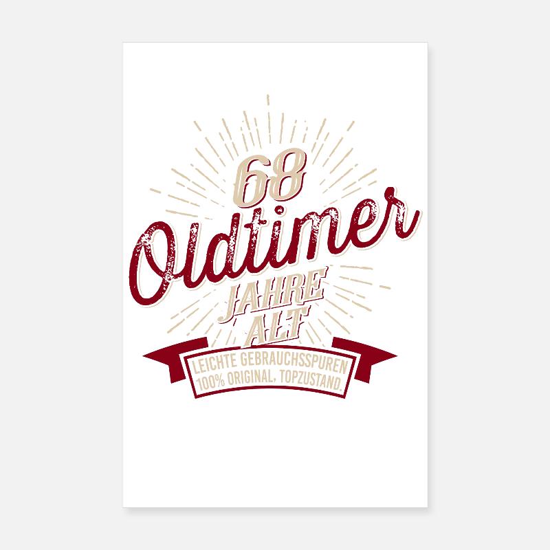 68. Geburtstag Oldtimer Poster 20x30 cm
