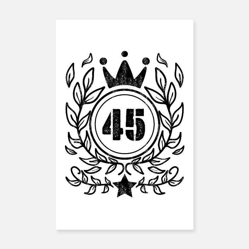 45 - Année de naissance Année de naissance 1945 Poster 20 x 30 cm