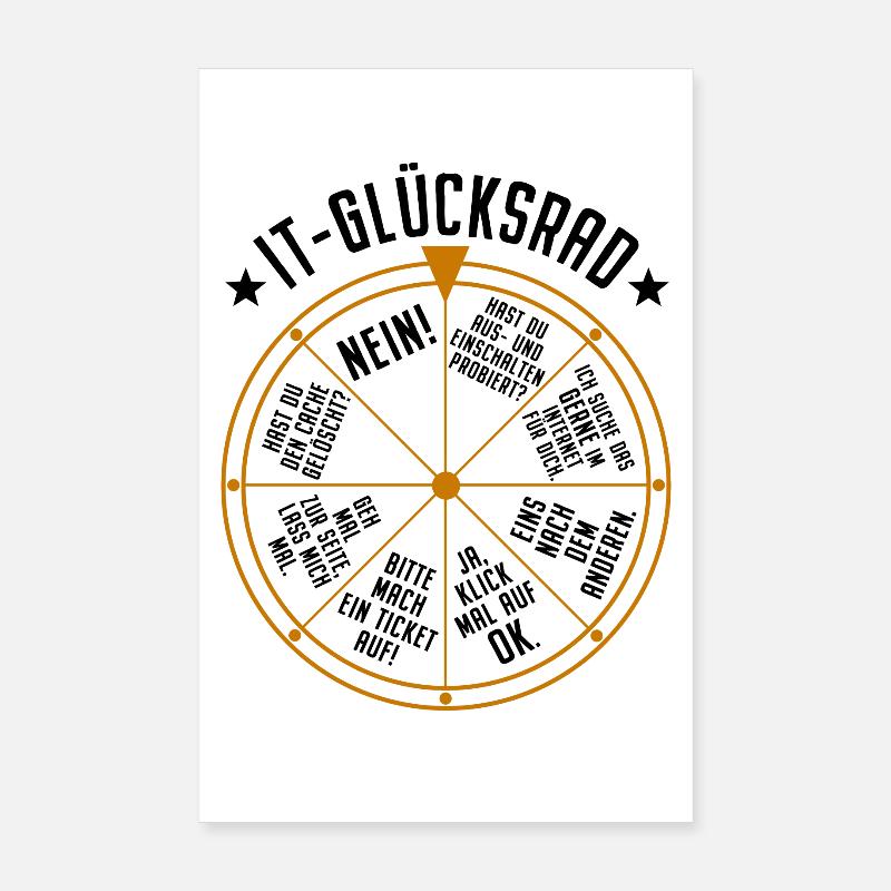 IT Support Glücksrad Service Desk IT Helpdesk Nerd - Poster 20x30 cm - Weiß