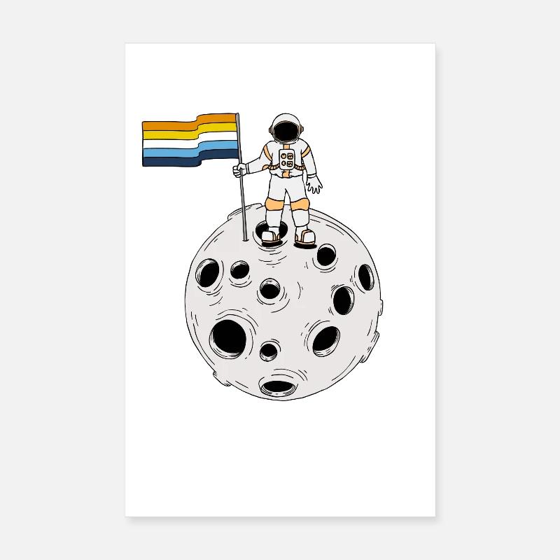 Aroace-Astronaut auf dem Mond Aroace-Flagge Poster 20x30 cm