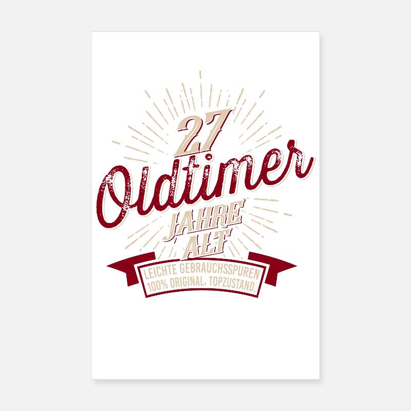 27. Geburtstag Oldtimer Poster 20x30 cm