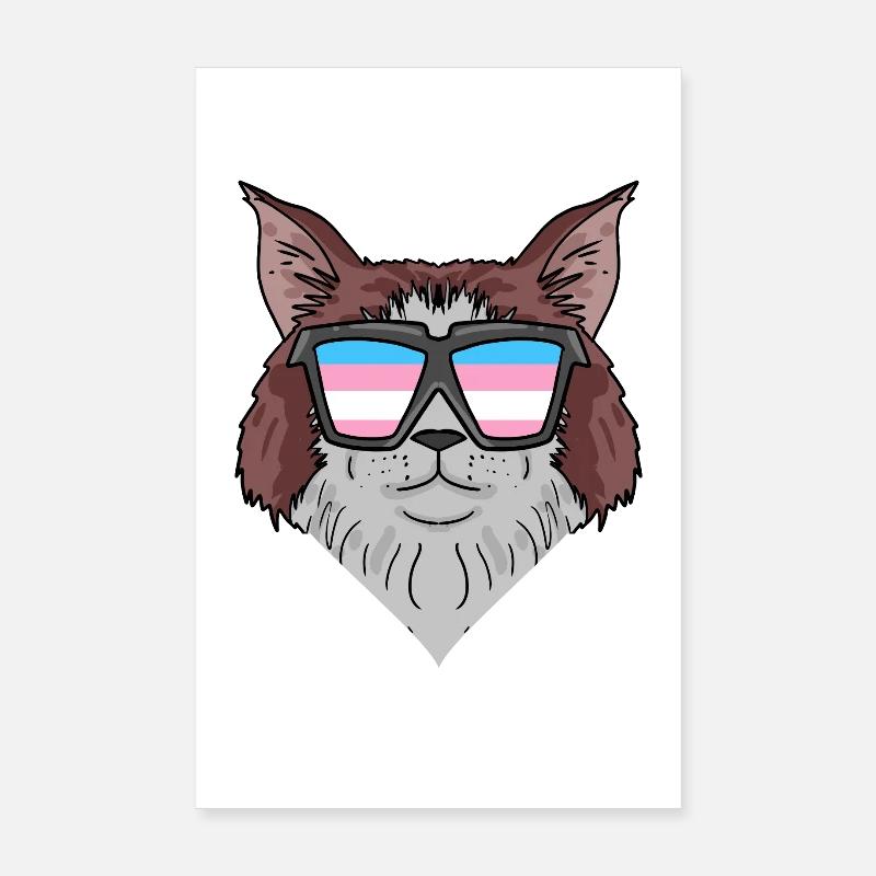 Transgender Transsexual Maine Coon Cat Gift Poster 8" x 12" (20x30 cm)