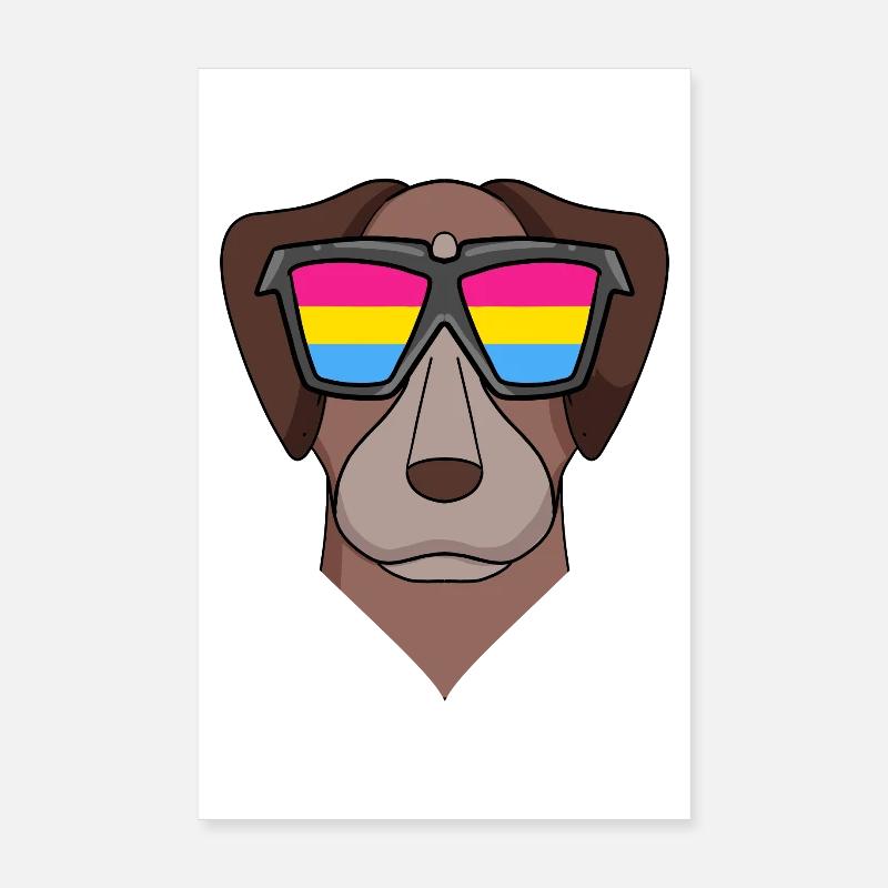 Pansexual Pointer Dog - Chien avec lunettes Poster 20 x 30 cm