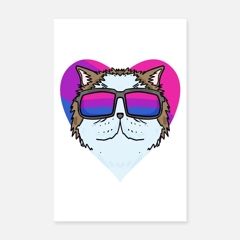 Bisexual Persian Cat Cat - Cat with Glasses Poster 8" x 12" (20x30 cm)