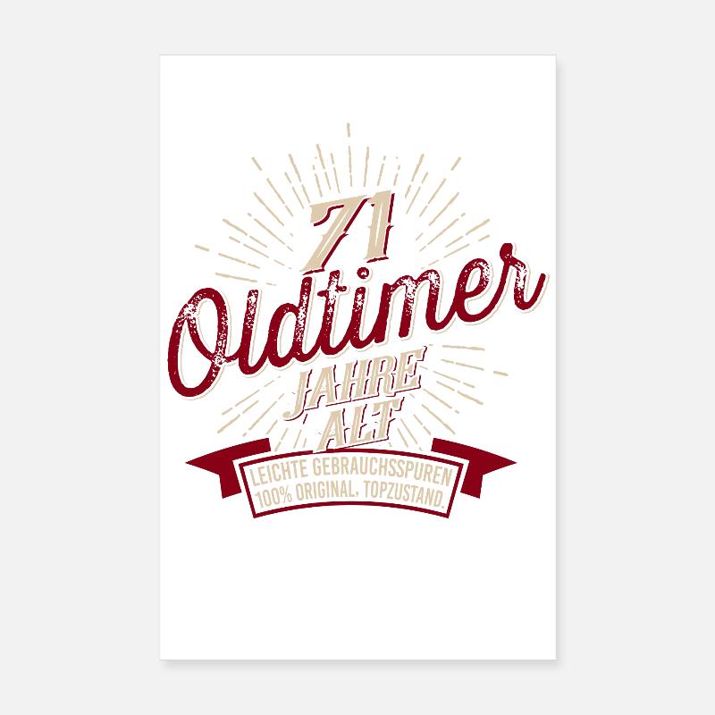 71. Geburtstag Oldtimer Poster 20x30 cm