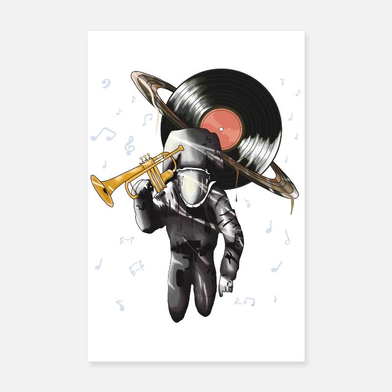 Space DJ Alien Kunsthandwerk - Poster 20x30 cm - Weiß