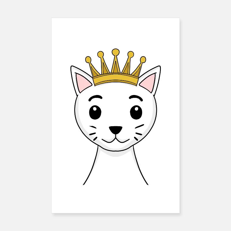 Chat avec couronne - Angora turc avec couronne Poster 20 x 30 cm