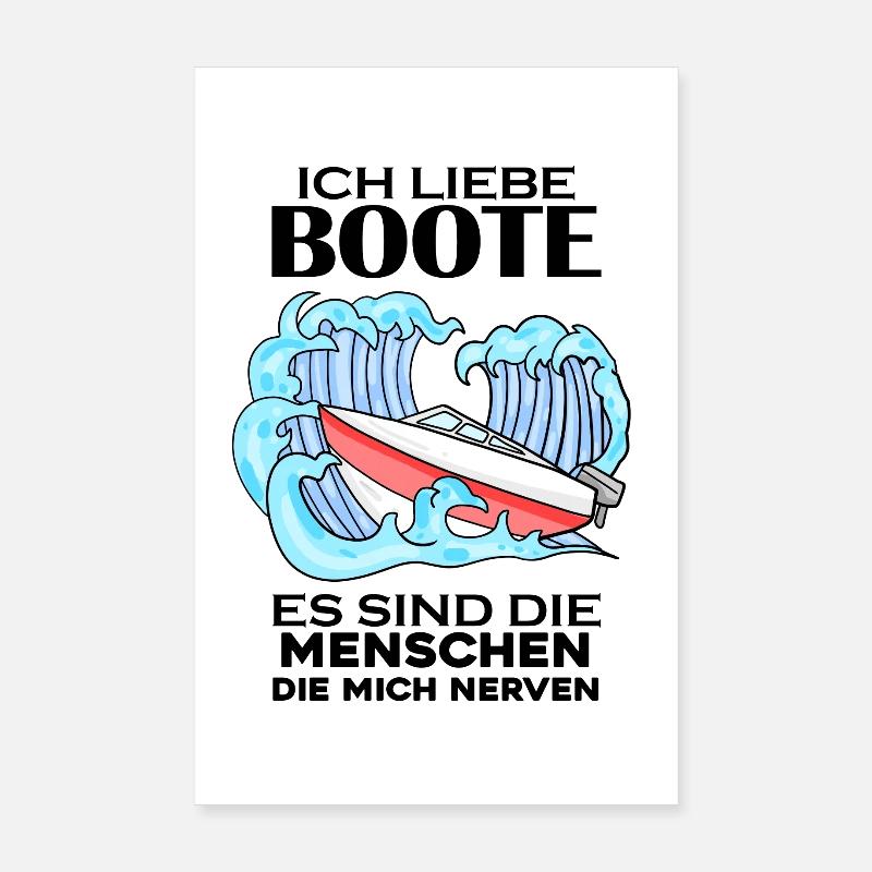 Motorboot Kapitän Bootsführerschein - Poster 20x30 cm - Weiß