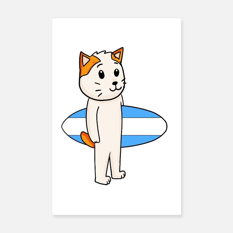 Planche de surf Chat Japonais Bobtail Surfing Cadeau Poster 20 x 30 cm