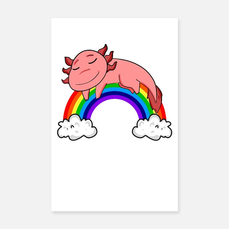 Regenbogen Axolotl Poster 20x30 cm