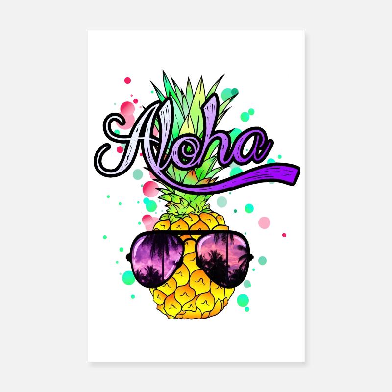 Aloha cool pineapple with sunglasses Poster 8" x 12" (20x30 cm)