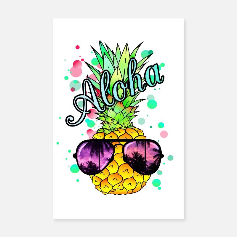 Ananas Aloha avec lunettes de soleil Poster 20 x 30 cm