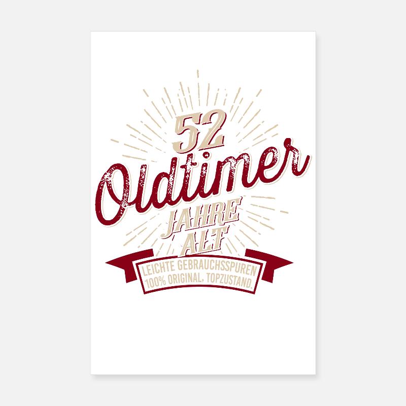 52. Geburtstag Oldtimer Poster 20x30 cm