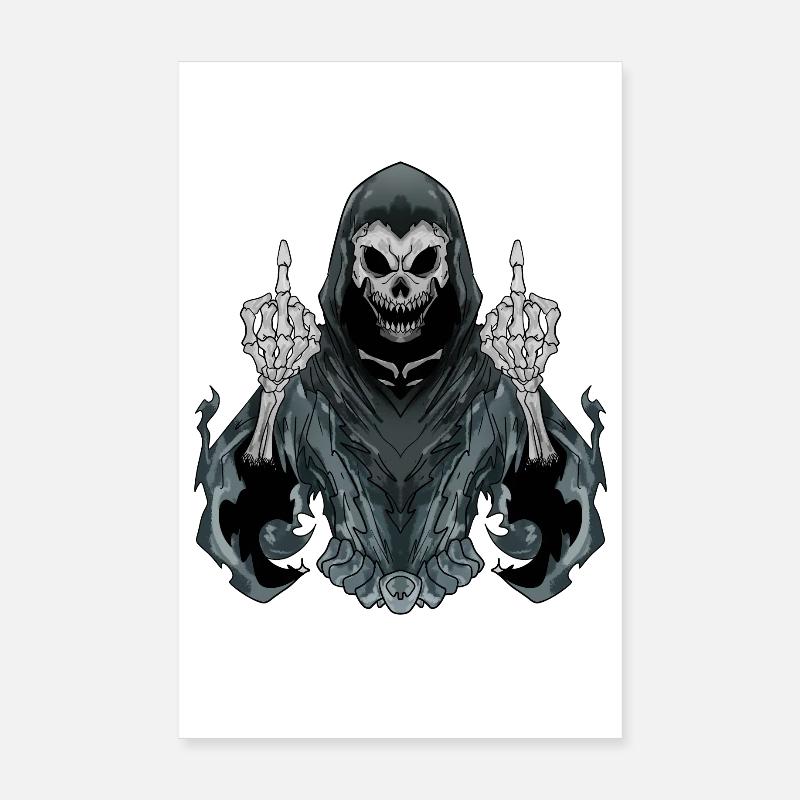 Grim Reaper shows middle finger Poster 8" x 12" (20x30 cm)