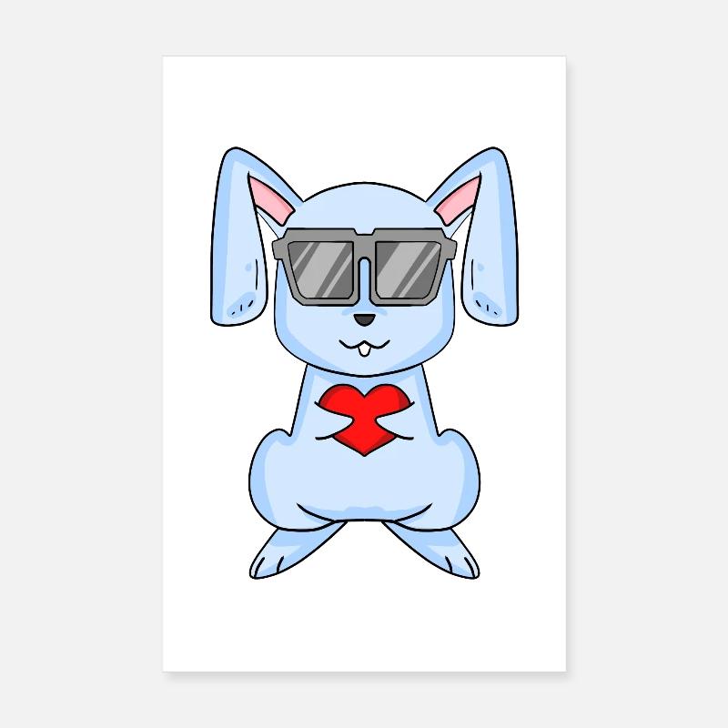 Rabbit with sunglasses and heart Poster 8" x 12" (20x30 cm)