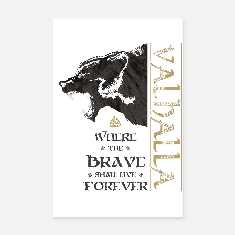 Valhalla Viking Bear Grizzly Bear Wotan Knots Poster 8" x 12" (20x30 cm)