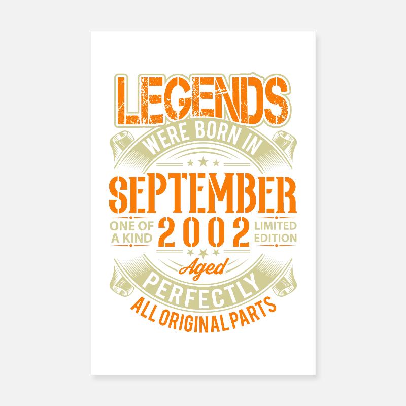 2002 September Geburtstag Legende Poster 20x30 cm