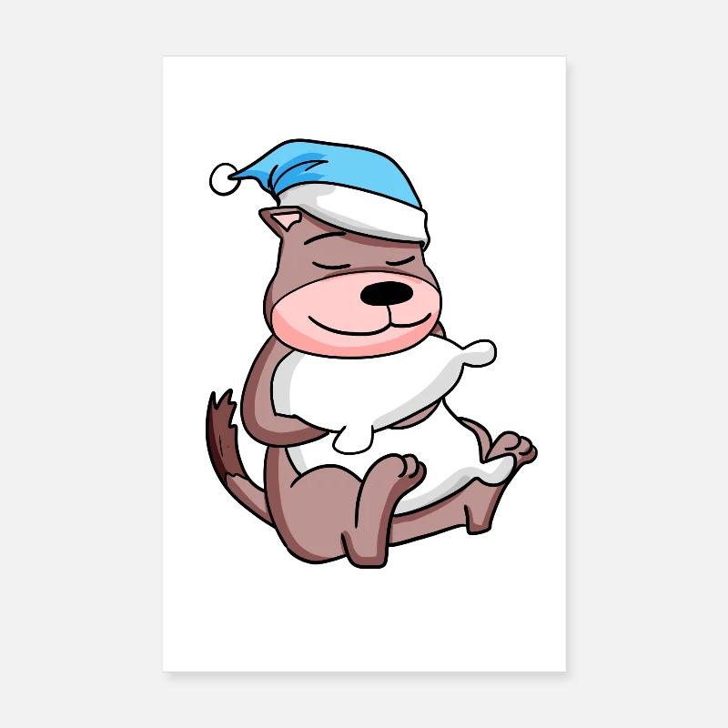Belette avec oreiller et bonnet de couchage Poster 20 x 30 cm