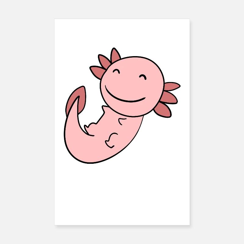 Axolotl Rose Doux Poster 20 x 30 cm