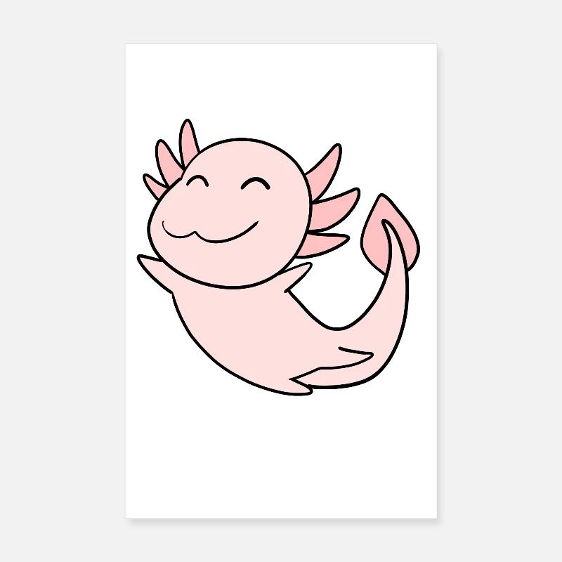 Axolotl Rose Doux Poster 20 x 30 cm