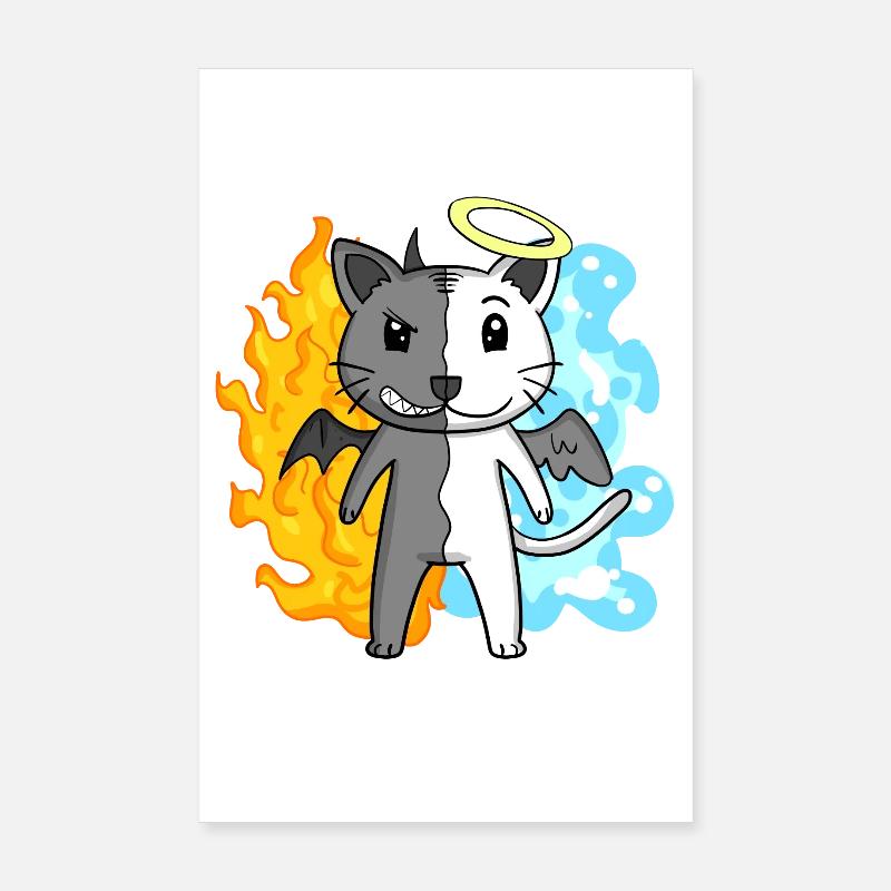Chat Cat Breed Devon rex - Ange et Diable Poster 20 x 30 cm
