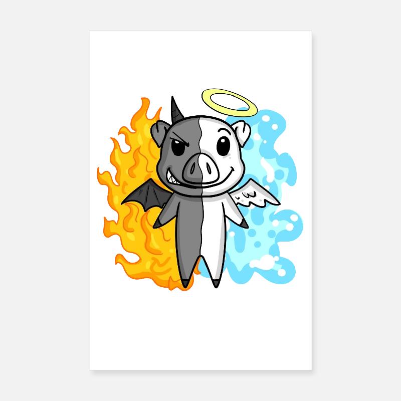 Cochon - Ange et Diable Poster 20 x 30 cm