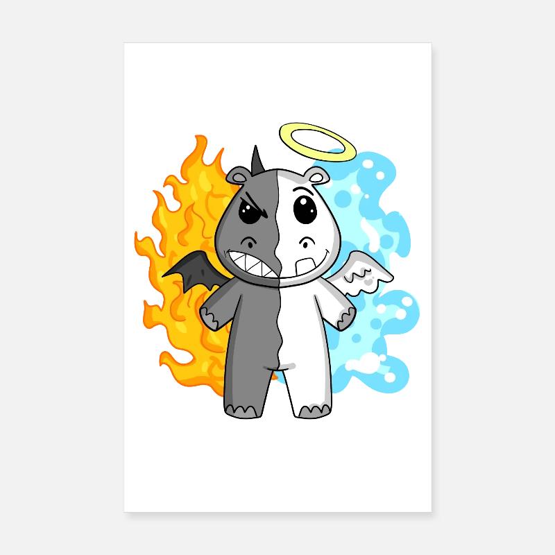 Hippopotame - Ange et Diable Poster 20 x 30 cm