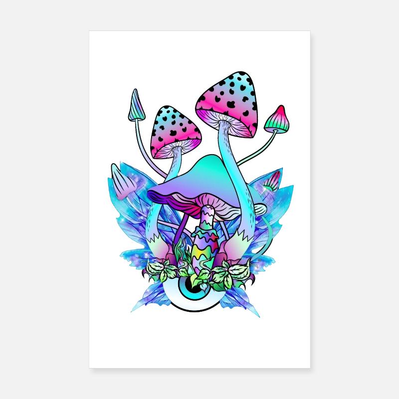 Champignons magiques Yeux de champignons psychédéliques Art Poster 20 x 30 cm